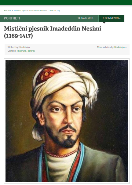 IMADEDDIN NESIMI – MISTIČNI PJESNIK (1369-1417)
